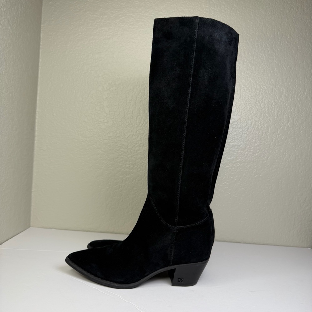 Sam Edelman Women’s Black Suede Knee High Rowena Stacked Heel Boots Size 7M - Picture 5 of 12